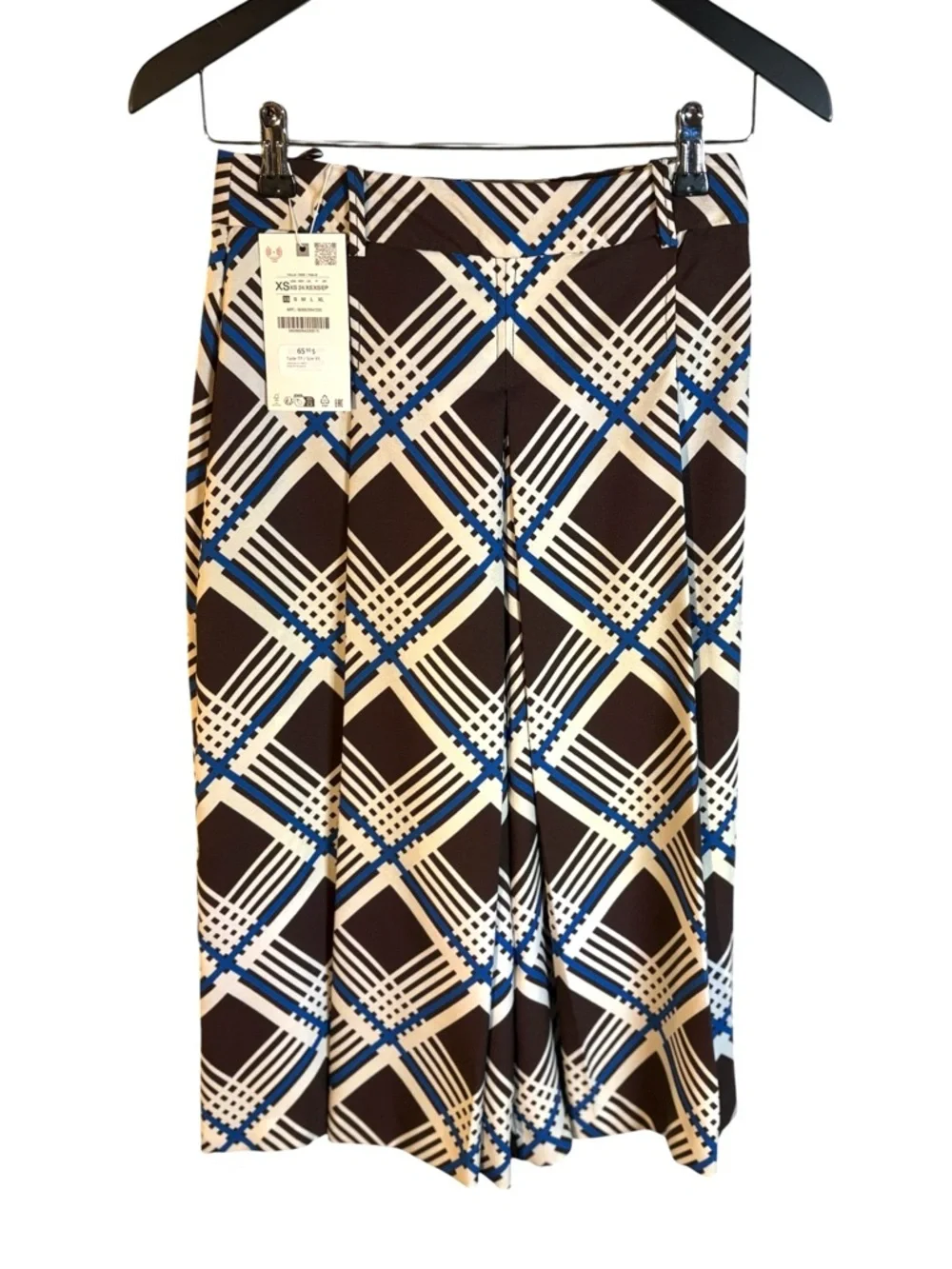 Zara NWT Plaid Pleated Culottes/ Shorts in Sz XS - Picture 3 of 6